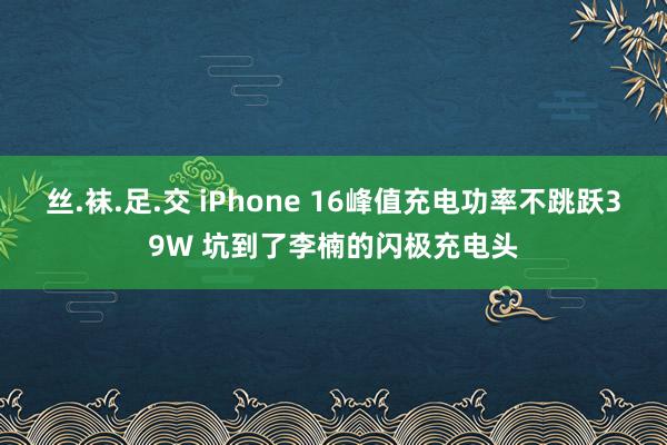 丝.袜.足.交 iPhone 16峰值充电功率不跳跃39W 坑到了李楠的闪极充电头