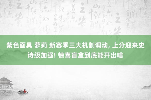 紫色面具 萝莉 新赛季三大机制调动， 上分迎来史诗级加强! 惊喜盲盒到底能开出啥
