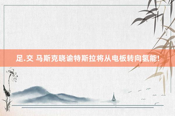 足.交 马斯克晓谕特斯拉将从电板转向氢能!